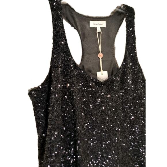 Heartloom Black Sequin Racerback Tank M NWT Cropped NYE Mesh Trim Holiday - Picture 9 of 9